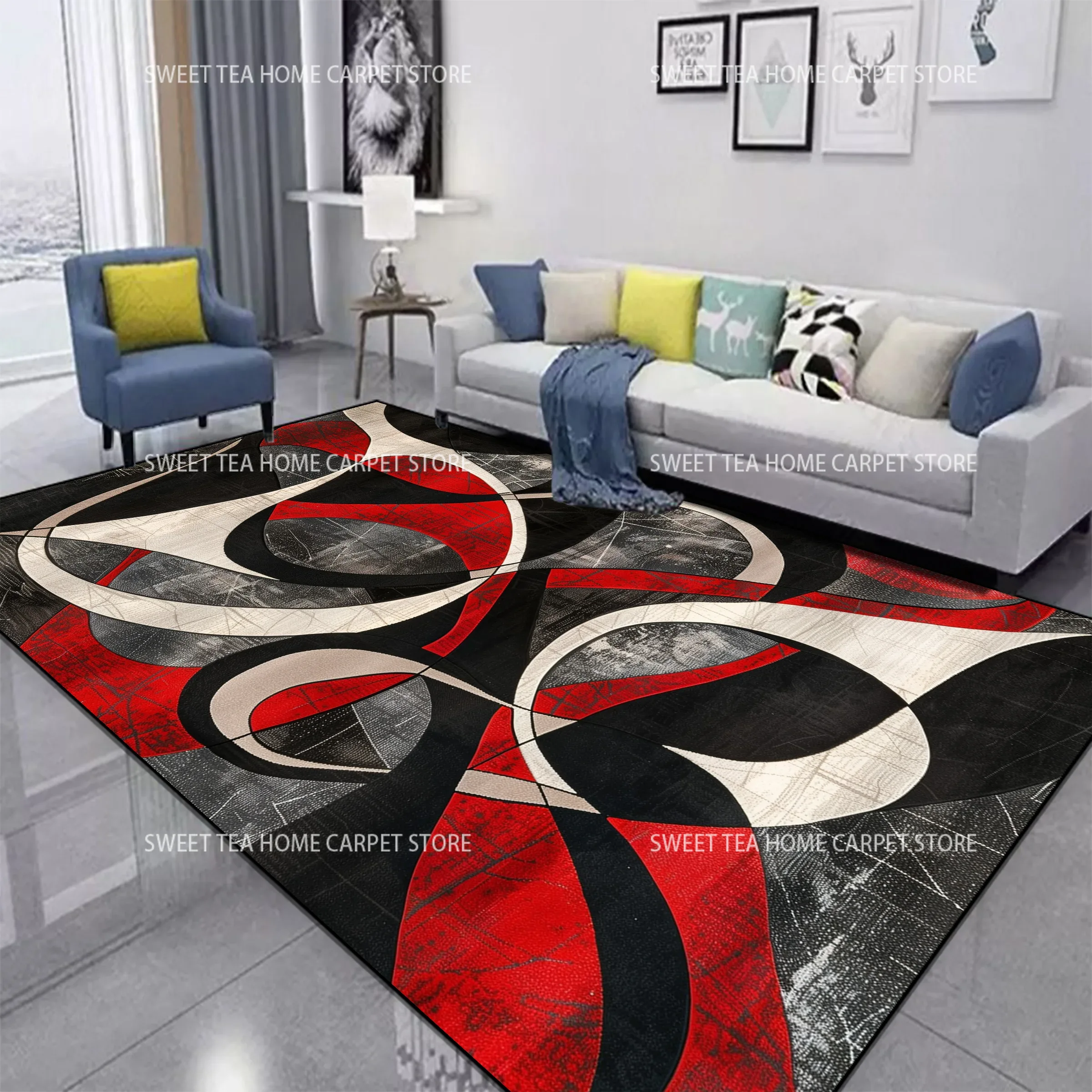 Red Black Swirl Rug Abstract C - Coffee Equipment At Home recensione e prezzo