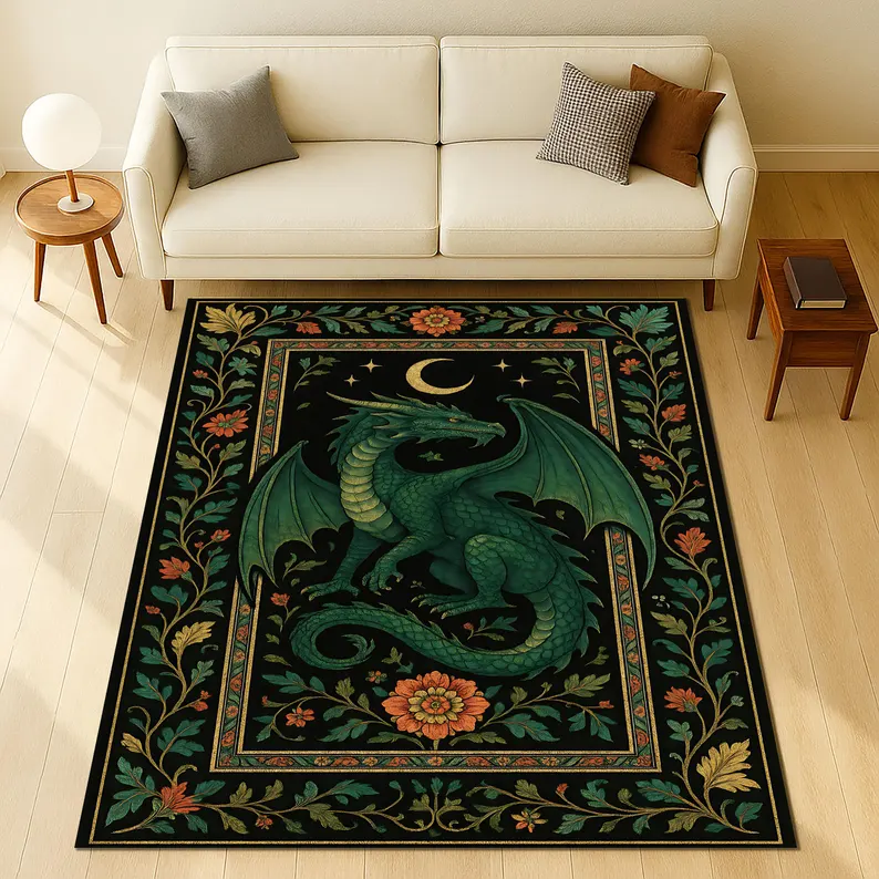 Folk Art Dragon Theme Rug Carp - Coffee Equipment At Home recensione e prezzo