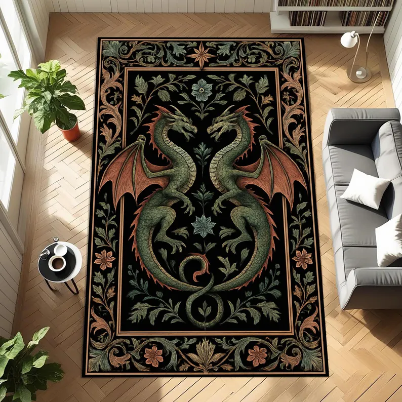 Folk Art Dragon Theme Rug Carp - Coffee Equipment At Home recensione e prezzo