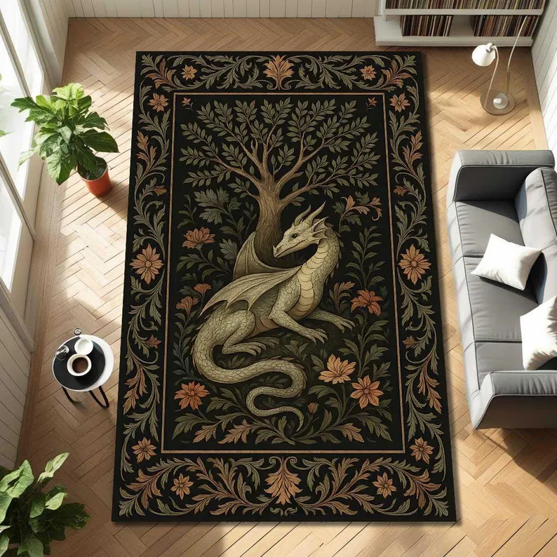 Folk Art Dragon Theme Rug Carp - Coffee Equipment At Home recensione e prezzo